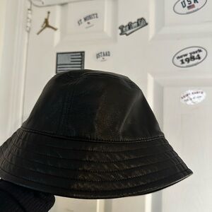 BNWOT Babaton Black Leather Bucket Hat